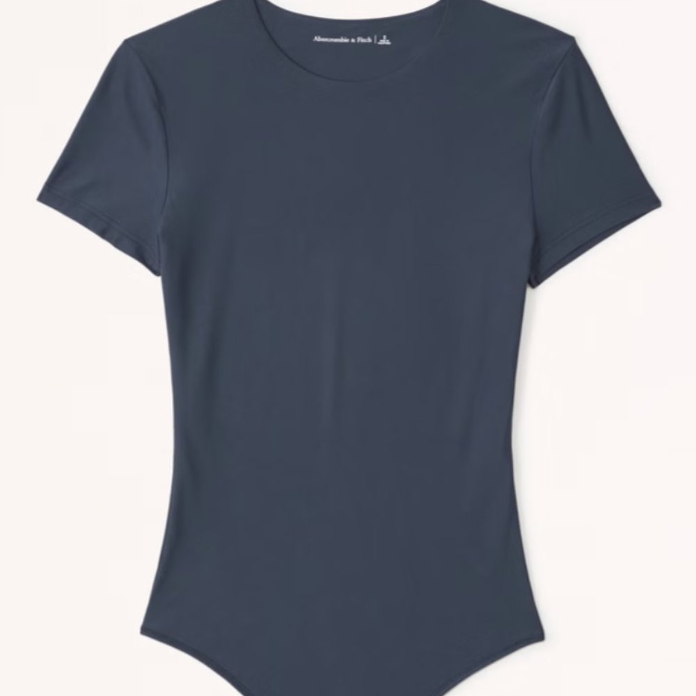 NWT Navy A&F Soft Matte Seamless Tee Bodysuit Size S